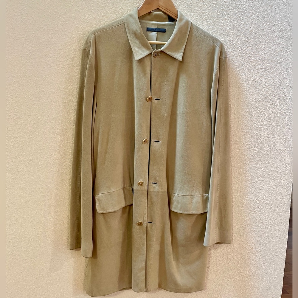 John Varvatos Suede Leather Long Jacket